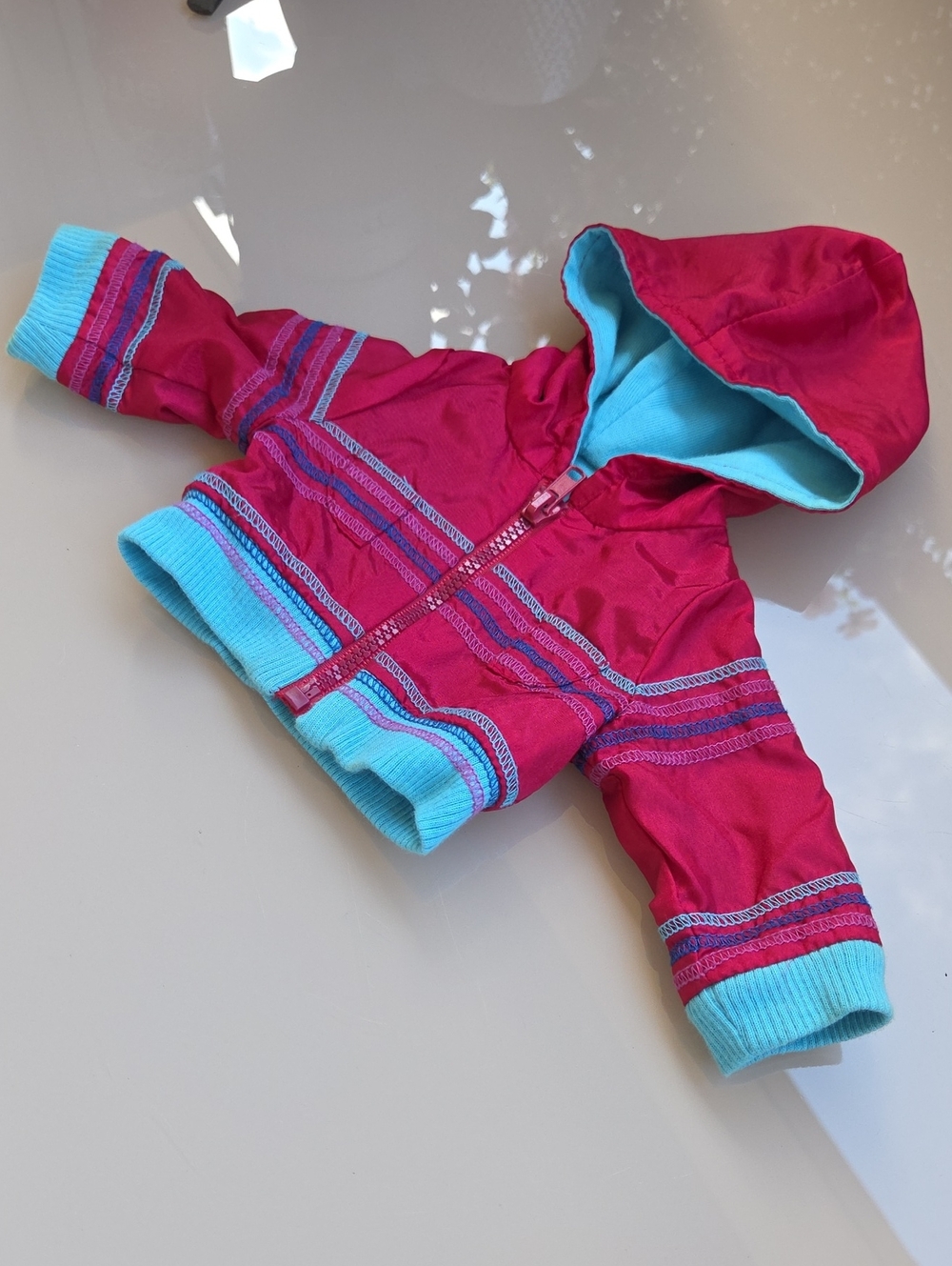 American Girl Pink and Turquoise Hooded Doll Jacket